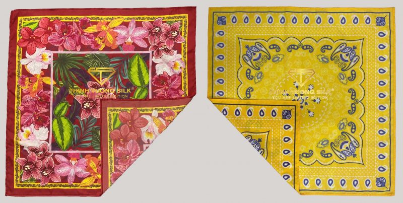 Khăn lụa in xuyên thấu 2 mặt